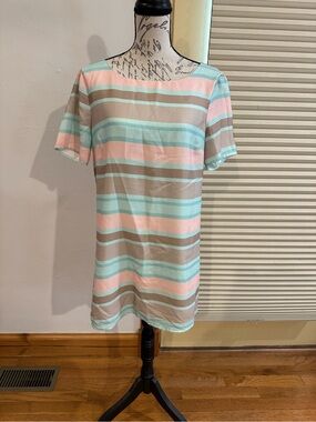 Lulu's Mint & Blush Striped Short Sleeve Tunic
